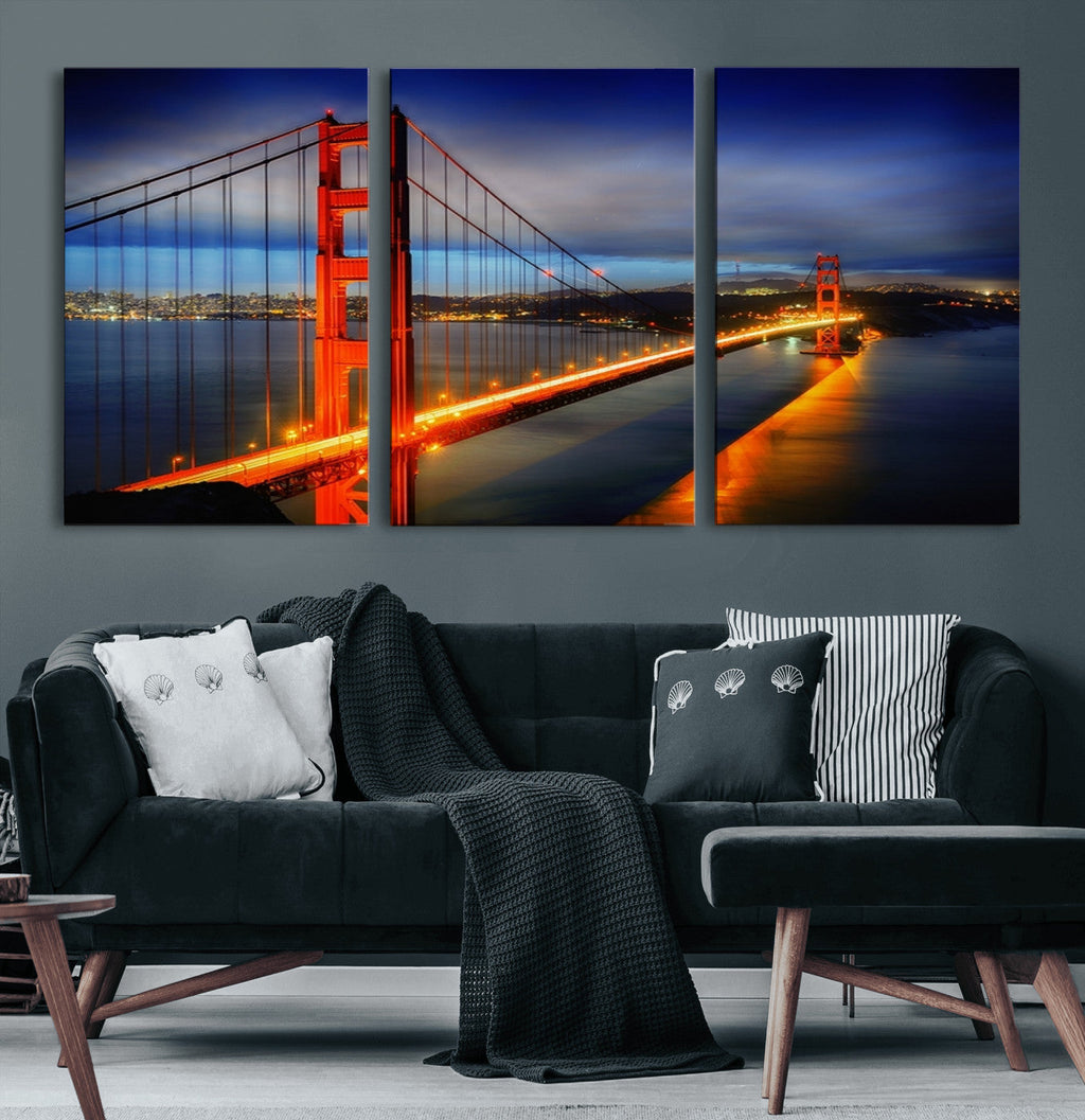 Large Wall Art San Francisco Canvas Print - Wonderful Golden Gate Bridge at Twilight