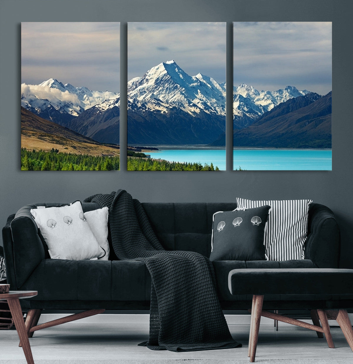 Mount Cook and Lake Pukaki Canvas Wall Art Print | Majestic Snow Capped Peaks