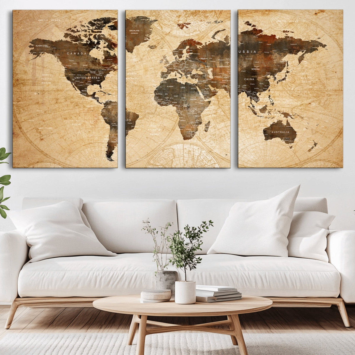 Push Pin World Map Canvas Print | Framed Travel Tracker Wall Art
