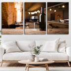 Wine and Bottle Wall Art Canvas Print