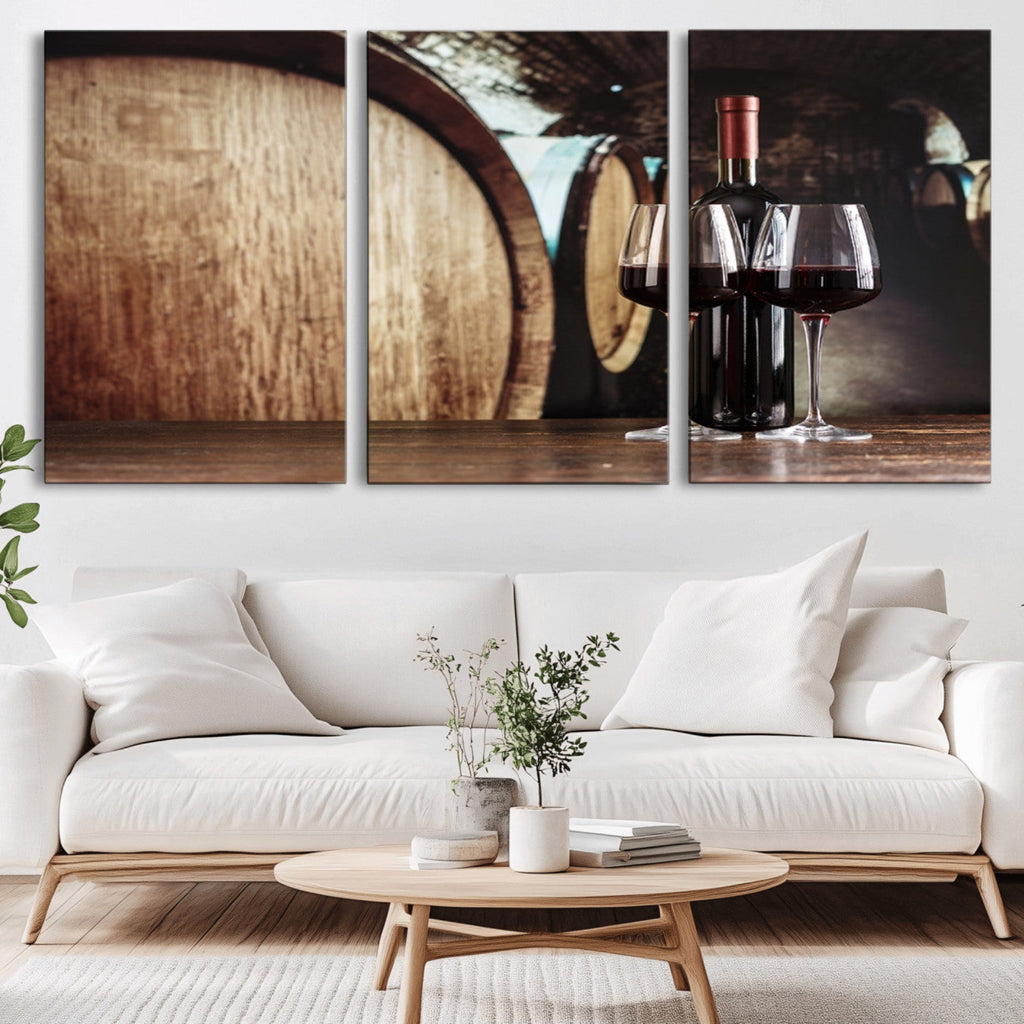 Wine and Barrel Wall Art Canvas Print