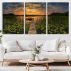 Lake and Flower Wall Art Canvas Print