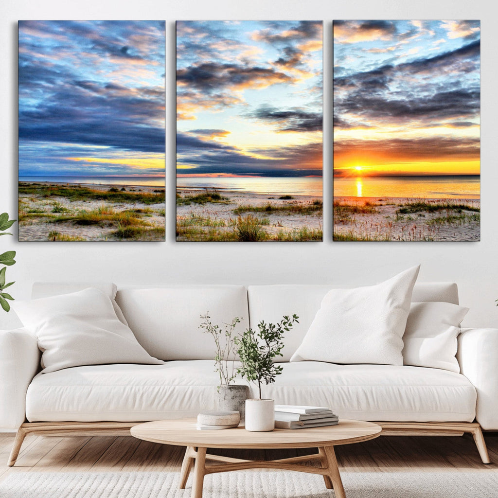 Sunset On The Ocean Wall Art Canvas Print