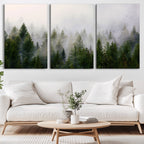 Forest Wall Art Canvas Print | Foggy Forest Wall Art | Pine Wood Forest Print