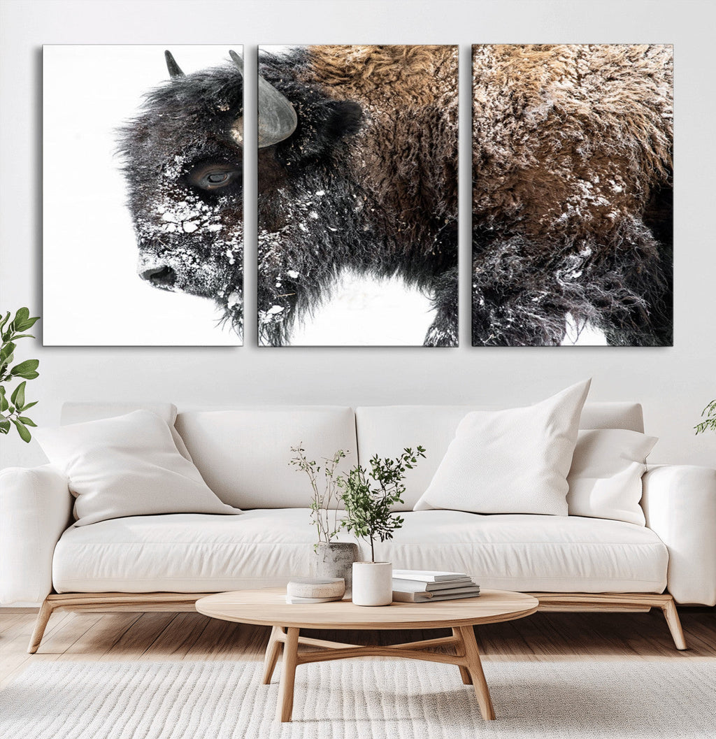 American Bison Wall Art Print, Majestic Buffalo Canvas Print for Living Room or Office