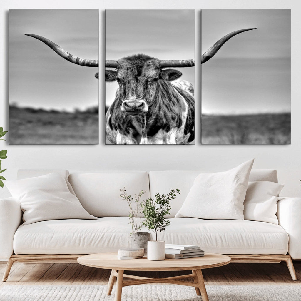 Texas Longhorn Cow Wall Art, Texas Longhorn Canvas, Cattle