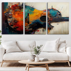 Abstract Guitar Wall Art Canvas | Vibrant Music-Inspired Art for Living Room or Studio