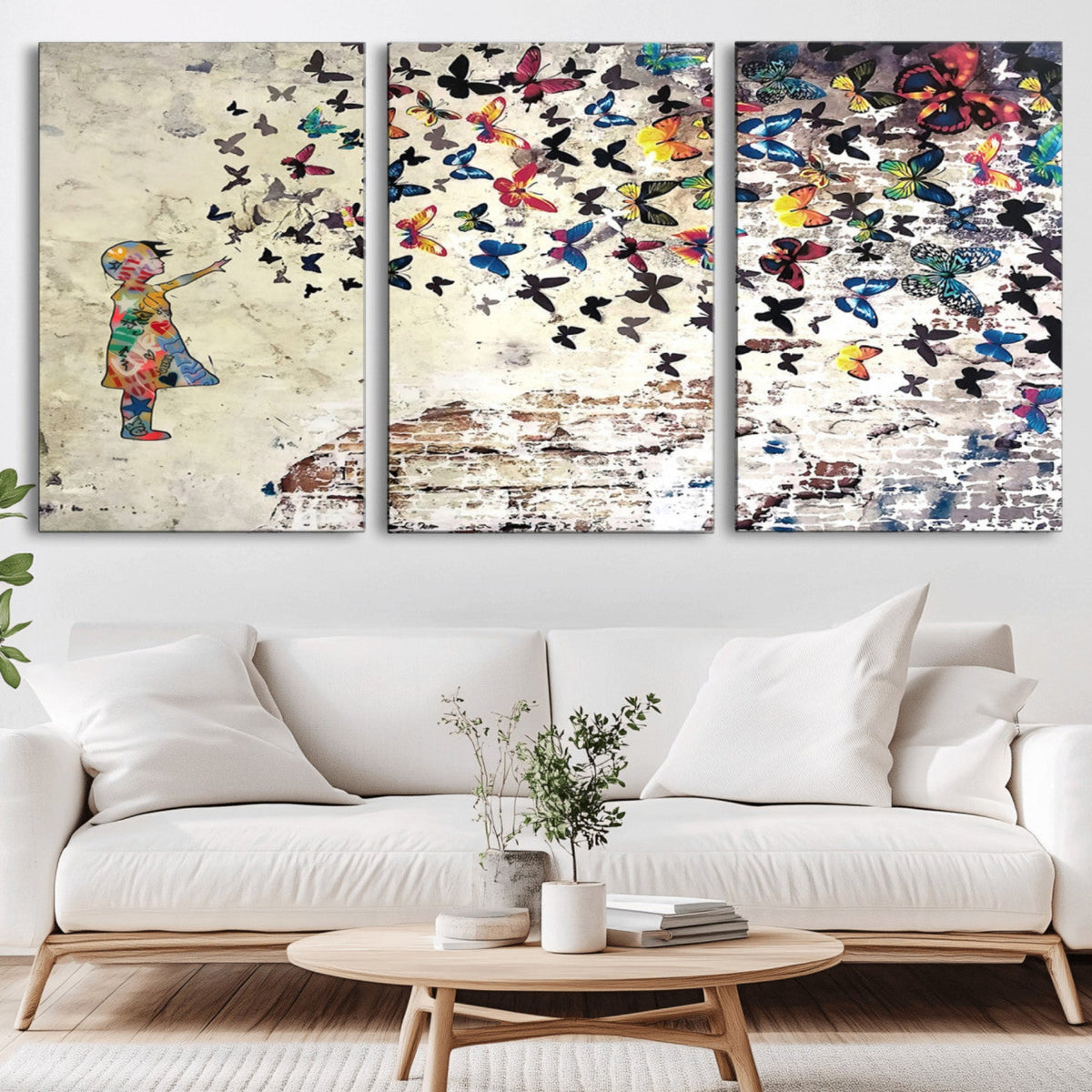 Banksy Wall Art - Banksy Girl Butterfly Graffiti Wall Art
