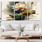 Lotus Flower Watercolor Canvas Print | A Symbol of Serenity and Growth in Soft Watercolors