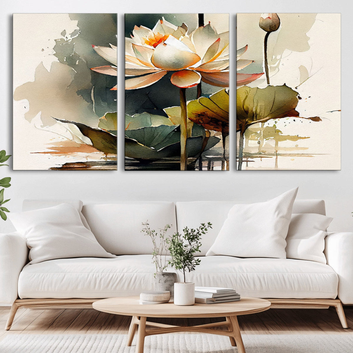 Lotus Flower Watercolor Canvas Print | A Symbol of Serenity and Growth in Soft Watercolors