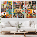 Abstract Art Collage Wall Art Canvas Print, Urban Graffiti Style