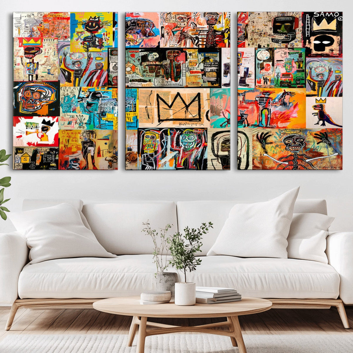 Abstract Art Collage Wall Art Canvas Print, Urban Graffiti Style