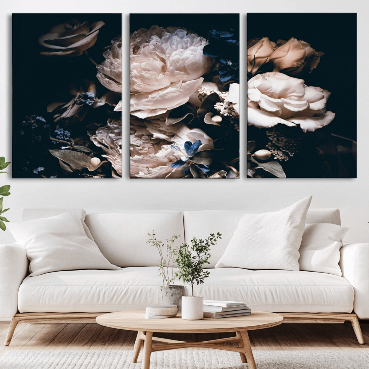 Pink Peonies Flowers Large Canvas Art Print