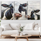 Vintage Baby and Mom Cattle Wall Art Canvas Print