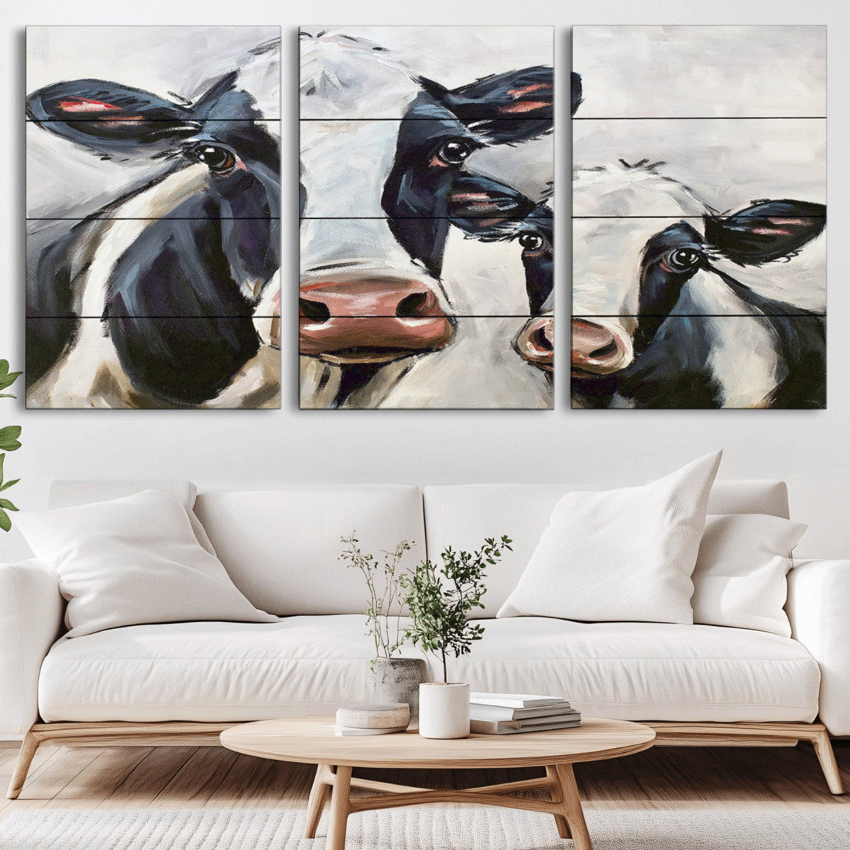 Vintage Baby and Mom Cattle Wall Art Canvas Print