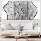 Rustic Tree Ring Wall Art Canvas Print, Framed and Ready to Hang