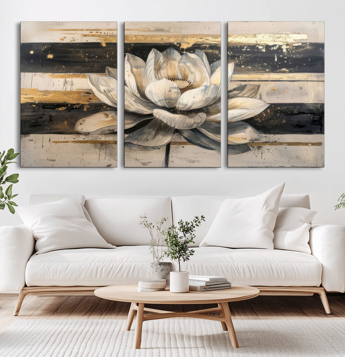 Lotus Flower Wall Art | Framed Abstract Floral Canvas