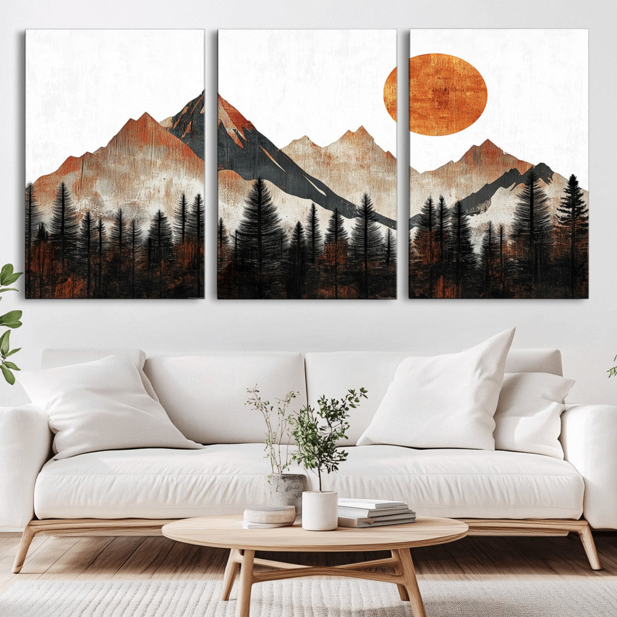 Modern Abstract Mountain Canvas Wall Art Print