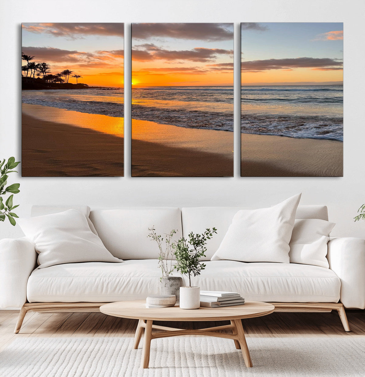 Sunset Wall Art Print - Stunning Beach Sunset Canvas Artwork