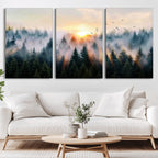 Abstract Forest Wall Art, Serene Nature Canvas Print with Misty Forest Design for Modern Home Decor