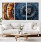 Framed Abstract Tree Ring Wall Art Print, Natural Rustic Wood Grain Canvas Print