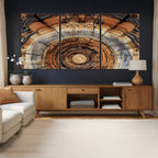 Tree Rings Wall Art Canvas Print, Rustic Wood Grain