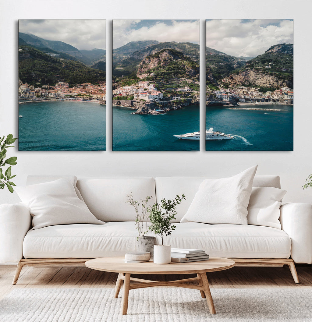 Amalfi Coast Wall Art | Framed Italian Seaside Canvas