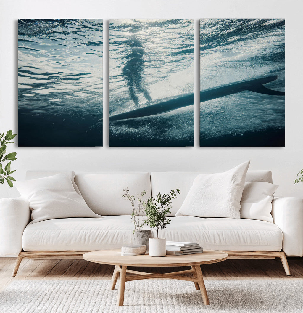 Underwater Surf Wall Art | Framed Ocean Wave Canvas Artwork