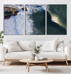 Ocean Wave Wall Art | Aerial Coastal View Canvas Artwork