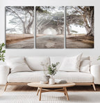 Cypress Tunnel Wall Art | Framed Misty Road Canvas Artwork