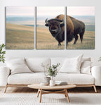 Bison Wall Art Canvas Print, Framed American Buffalo Rustic Western Artwork