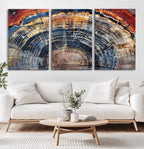 Tree Rings Wall Art Canvas Print, Framed Petrified Wood Modern Rustic