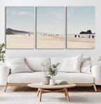Minimalist Beach Wall Art Canvas Print, Framed Coastal Serenity Soft Sand