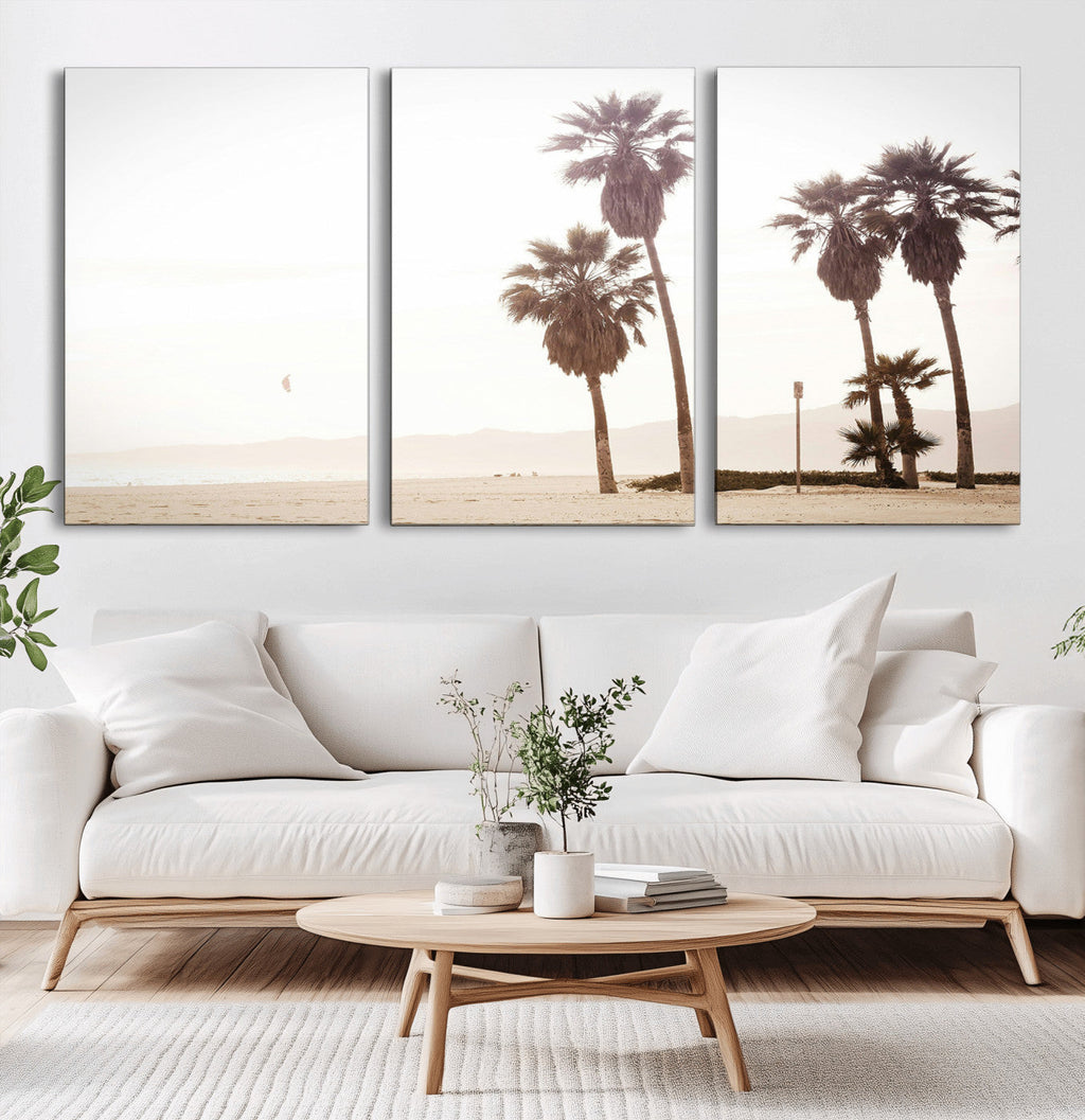 Coastal Light Wall Art Canvas Print, Framed Relaxing Shoreline Art, Minimalist Ocean Tropical Decor
