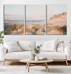 Beach Landscape Wall Art Canvas Print, Framed Sand Dune Photography, Minimalist Seascape Coastal Decor