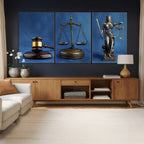 Legal Justice Wall Art Canvas Print | Gavel, Scales and Lady Justice
