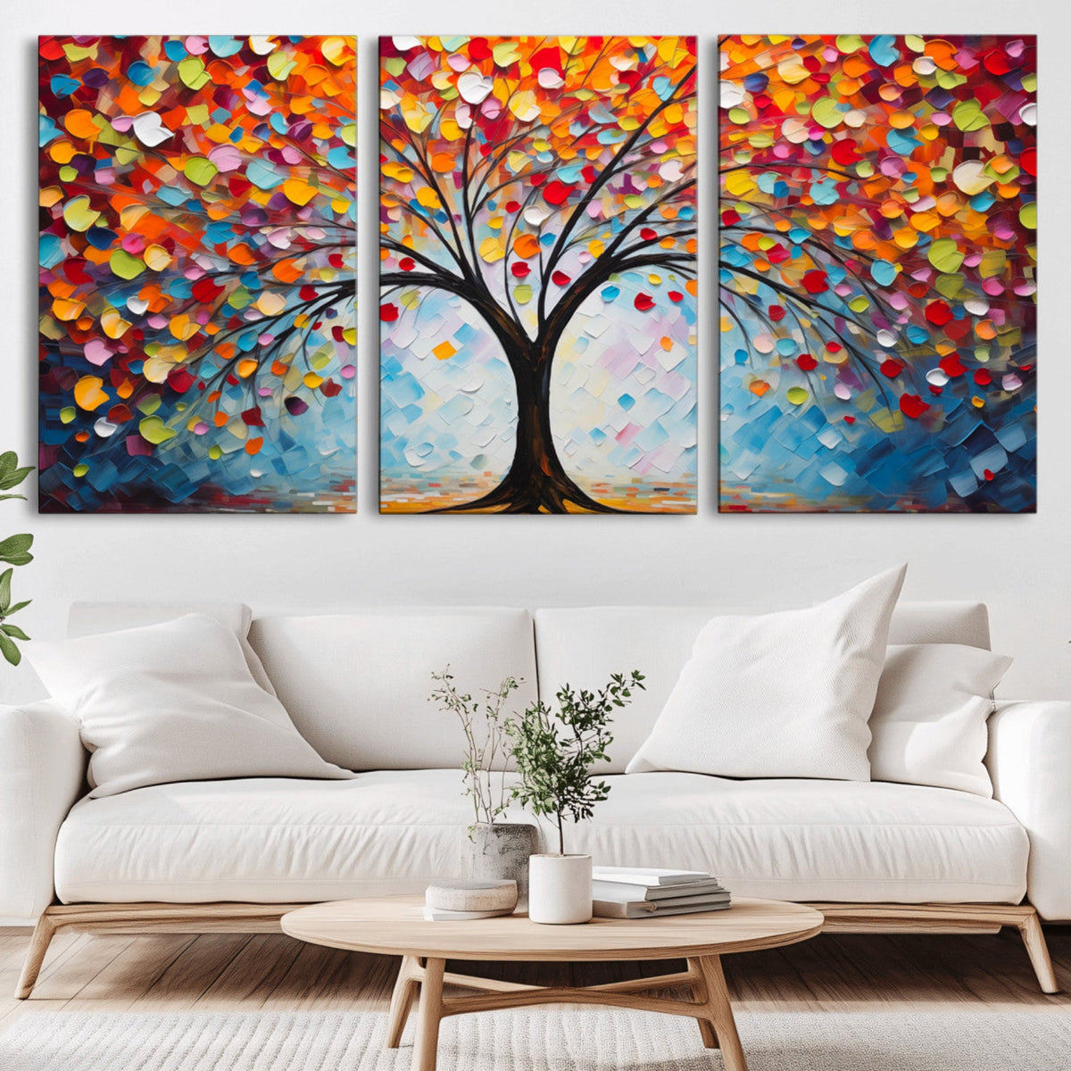 Vibrant Tree of Life Canvas Wall Art | Colorful Abstract Nature