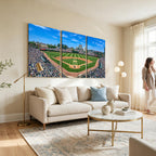Wrigley Field Baseball Stadium Canvas Wall Art, Packed Crowd and Chicago Skyline