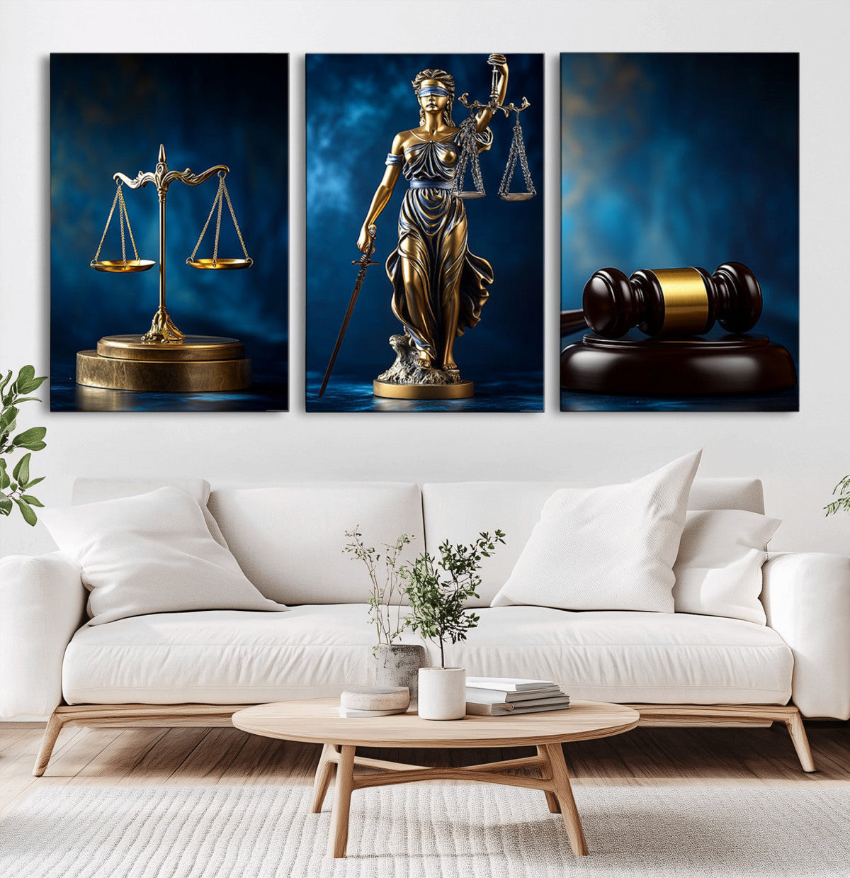 Justice Scales Statue Wall Art, Lady Justice Canvas Print