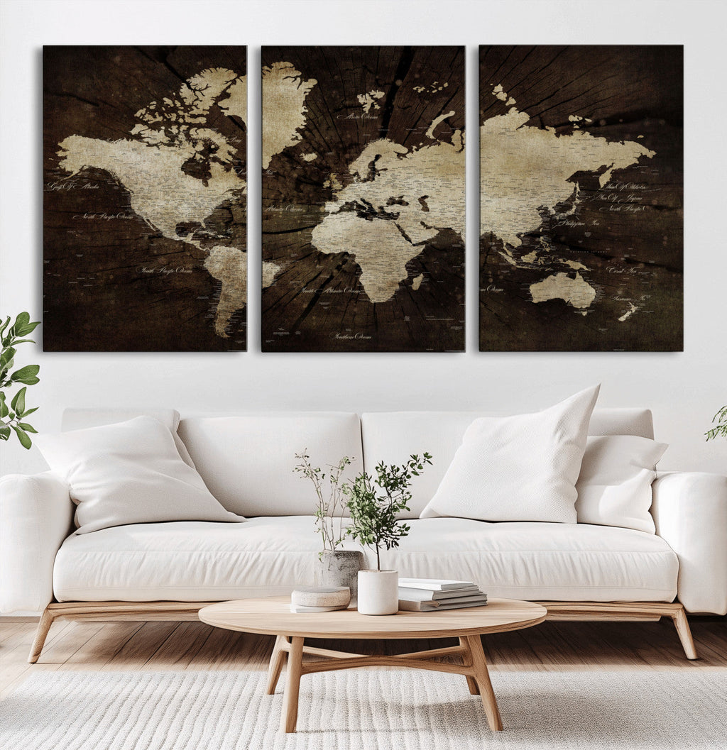 World Map Wall Art Canvas Print | Framed Travel Map Wall Art