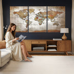 Vibrant Watercolor World Map Canvas Wall Art | Framed Travel Map