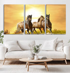 Wild Horses Wall Art Canvas Print, Framed Galloping Herd
