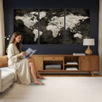 Vintage World Map Wall Art Canvas Print | Framed Large Map Wall Art
