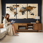 World Map Canvas Art Print | Framed Travel Map Wall Art