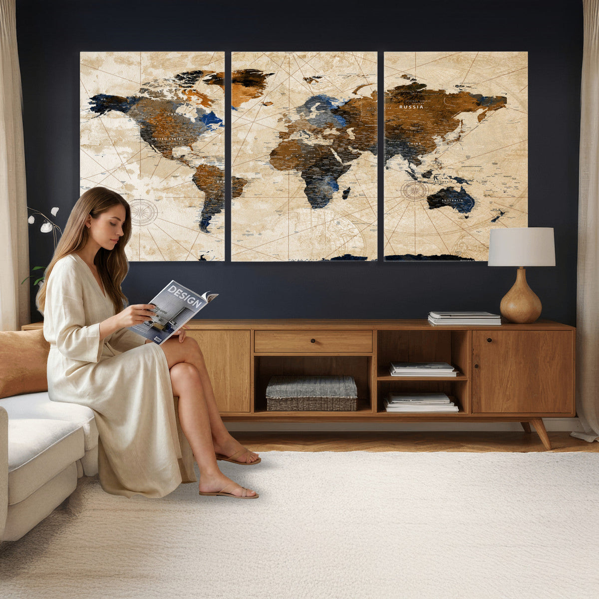 World Map Canvas Art Print | Framed Travel Map Wall Art