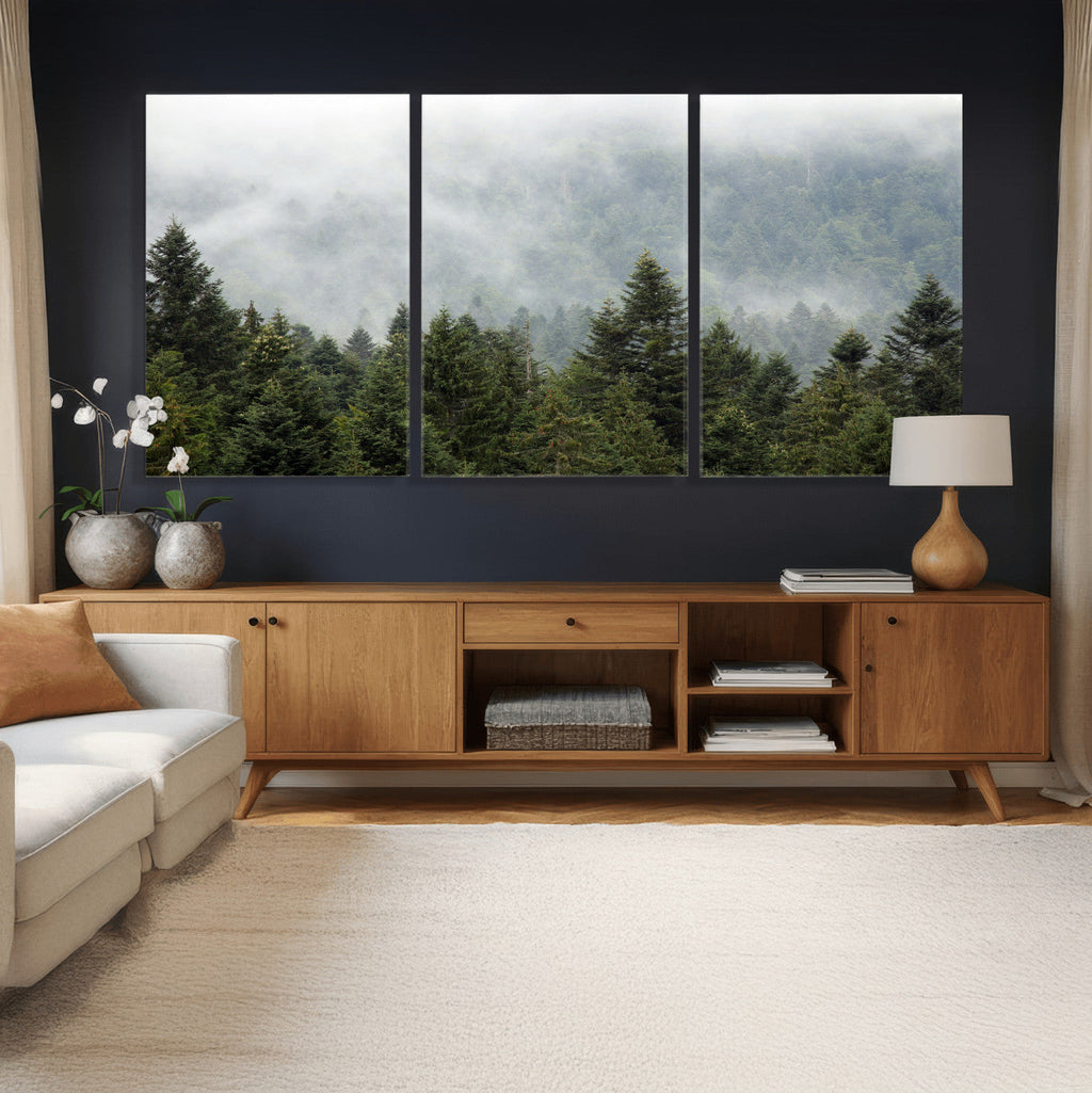 Misty Mountain Forest Wall Art Canvas Print