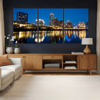Austin Skyline Wall Art Canvas Print, Austin Downtown Night Cityscape