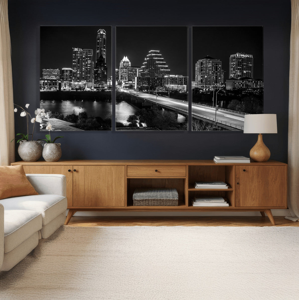 Austin Skyline Wall Art Canvas Print, Austin Downtown Night Cityscape