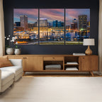 Baltimore Skyline Wall Art Canvas Print, Baltimore Downtown Night Cityscape