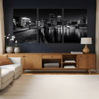 Boston Wall Art Canvas Print, Boston City Downtown Night Cityscape